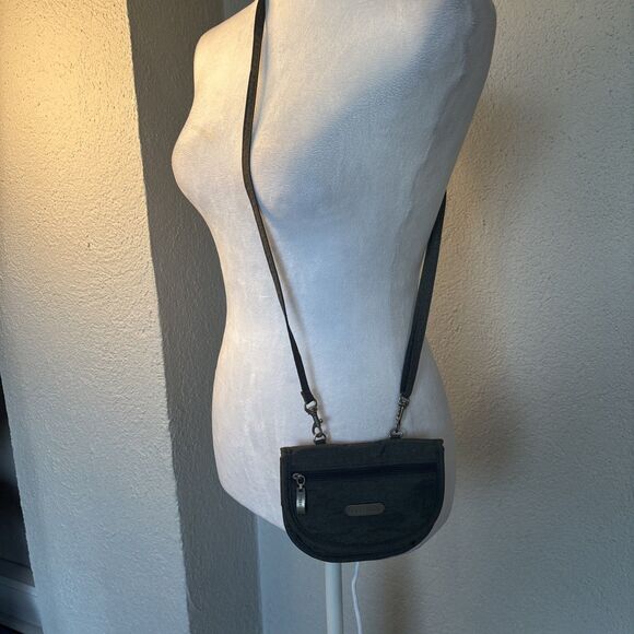 Baggallini Mini Crossbody Belt Bag Purse Travel Pouch ID & Zip Pockets Gray - Picture 2 of 9